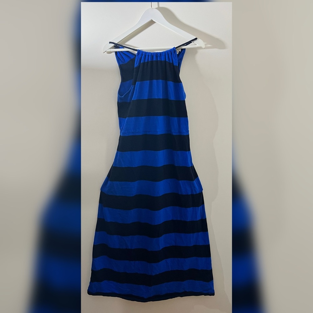 J. Crew Blue and Black Backless Dress